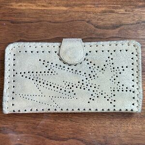 Cleobella Beige Suede Wallet with Cutout Design